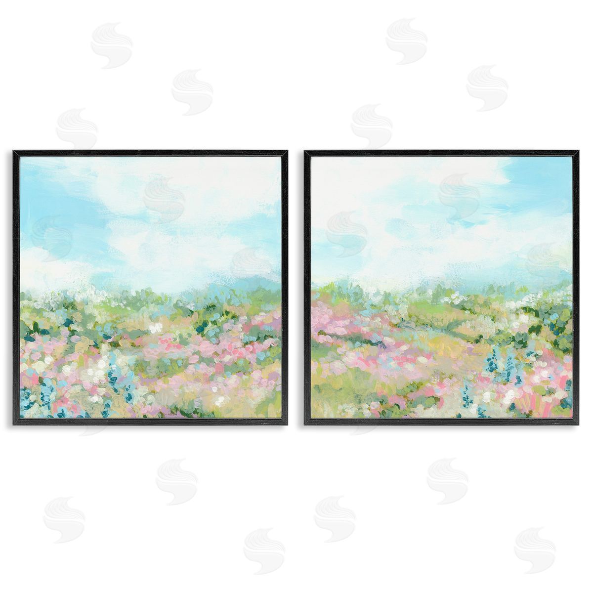 June Erica Vess Abstract Cottage Meadow Black Framed Giclee Wall Art Print