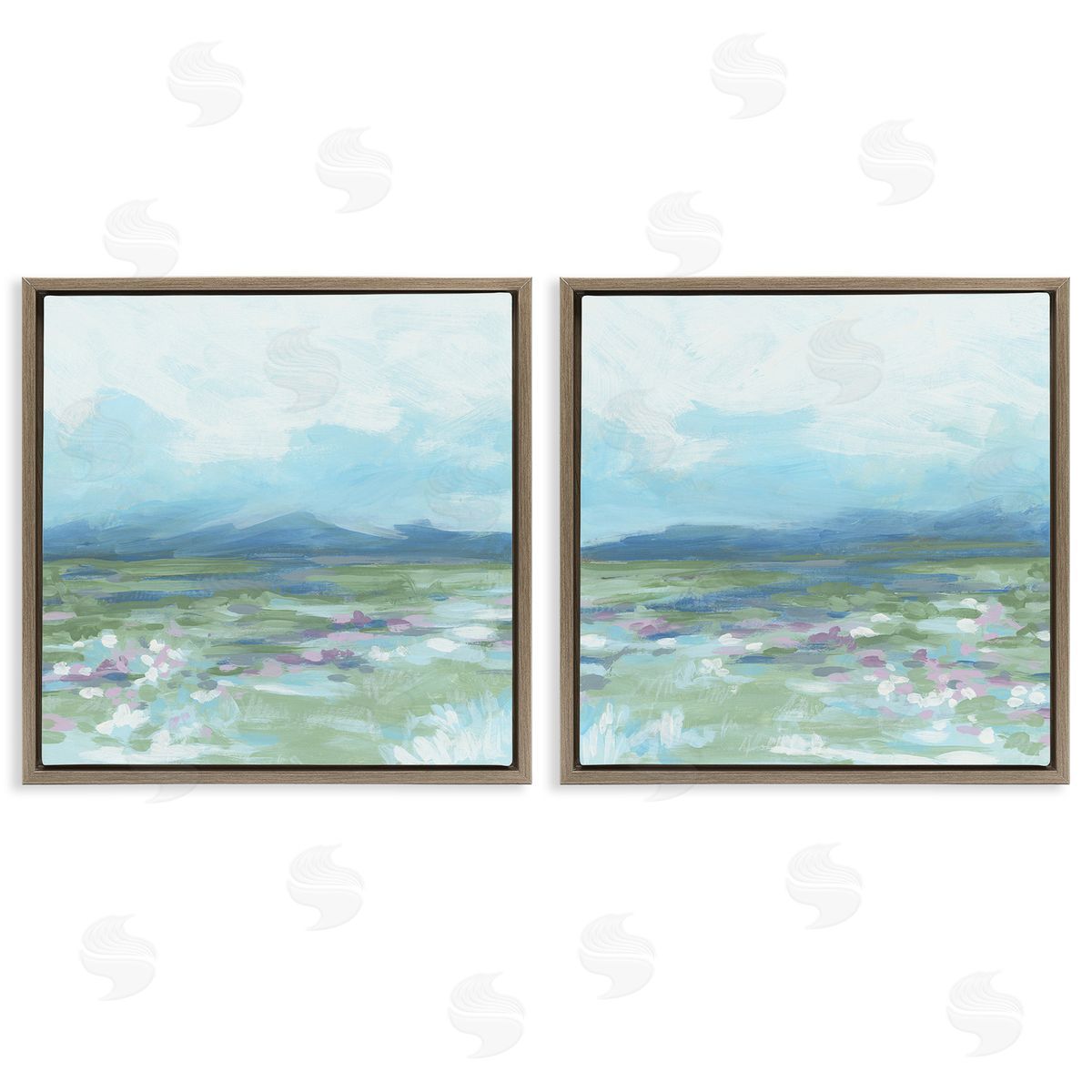 June Erica Vess Stormy Mountain Landscape Brown Floating Frame Canvas Wall Art Print