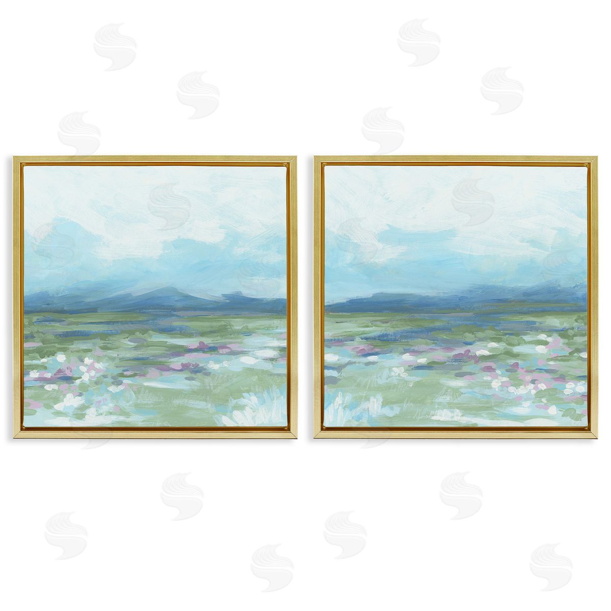 June Erica Vess Stormy Mountain Landscape Gold Floating Frame Canvas Wall Art Print