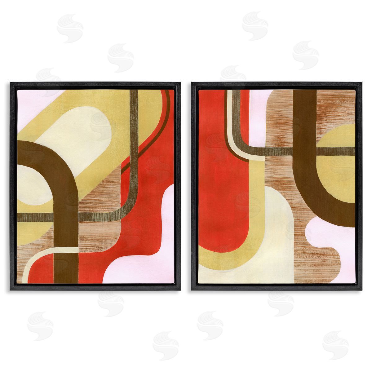 Grace Popp Rustic Winding Shapes Black Floating Frame Canvas Wall Art Print