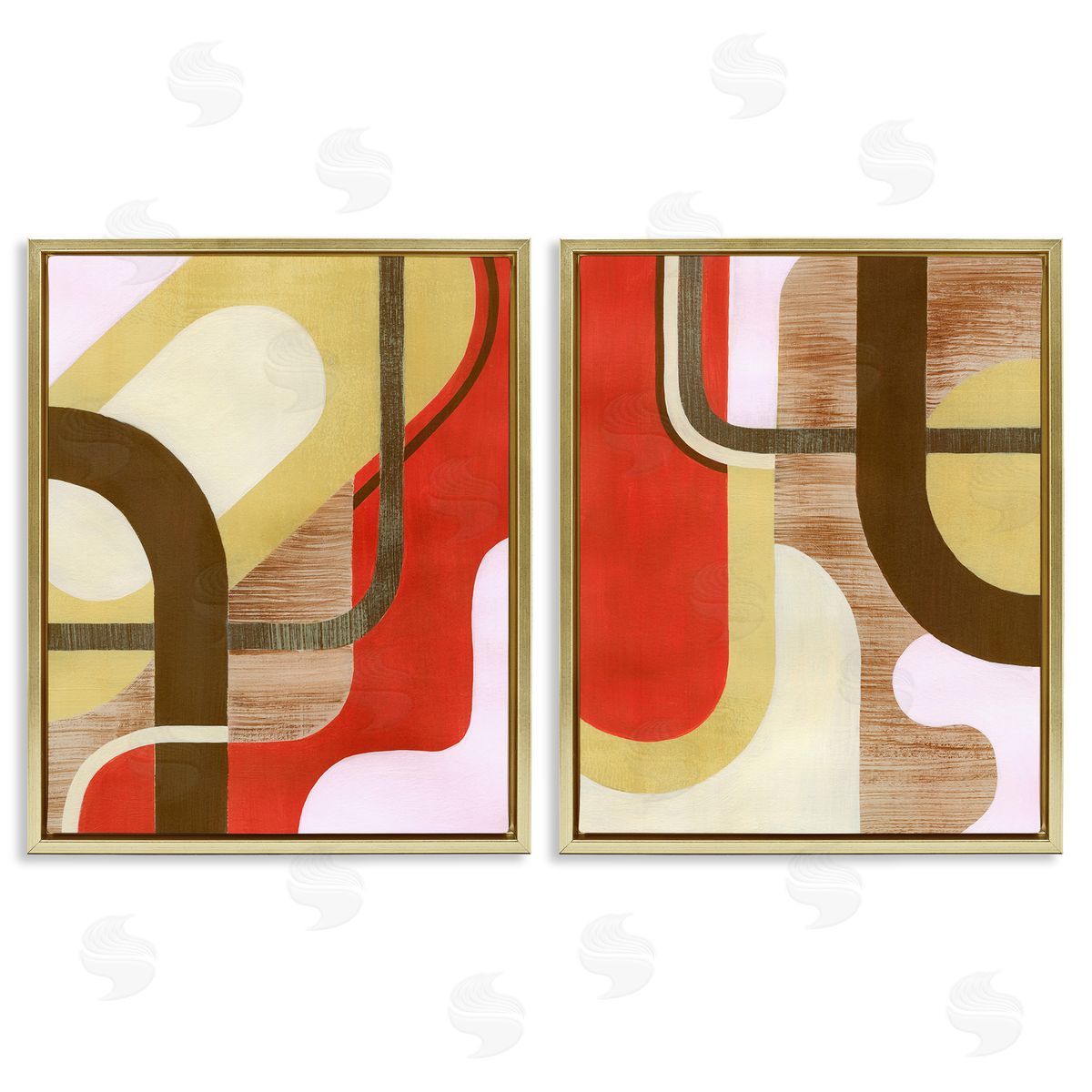 Grace Popp Rustic Winding Shapes Gold Floating Frame Canvas Wall Art Print