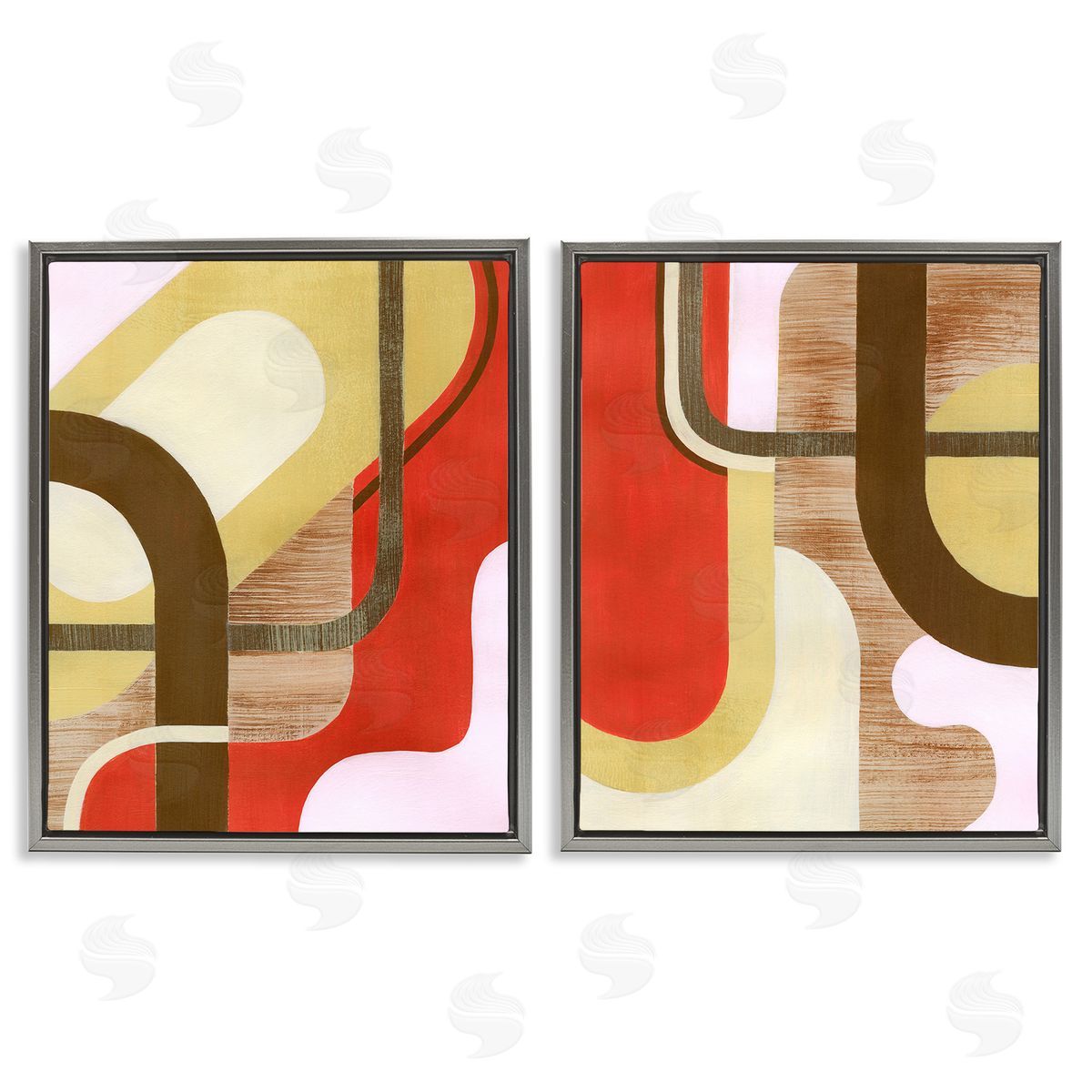 Grace Popp Rustic Winding Shapes Gray Floating Frame Canvas Wall Art Print
