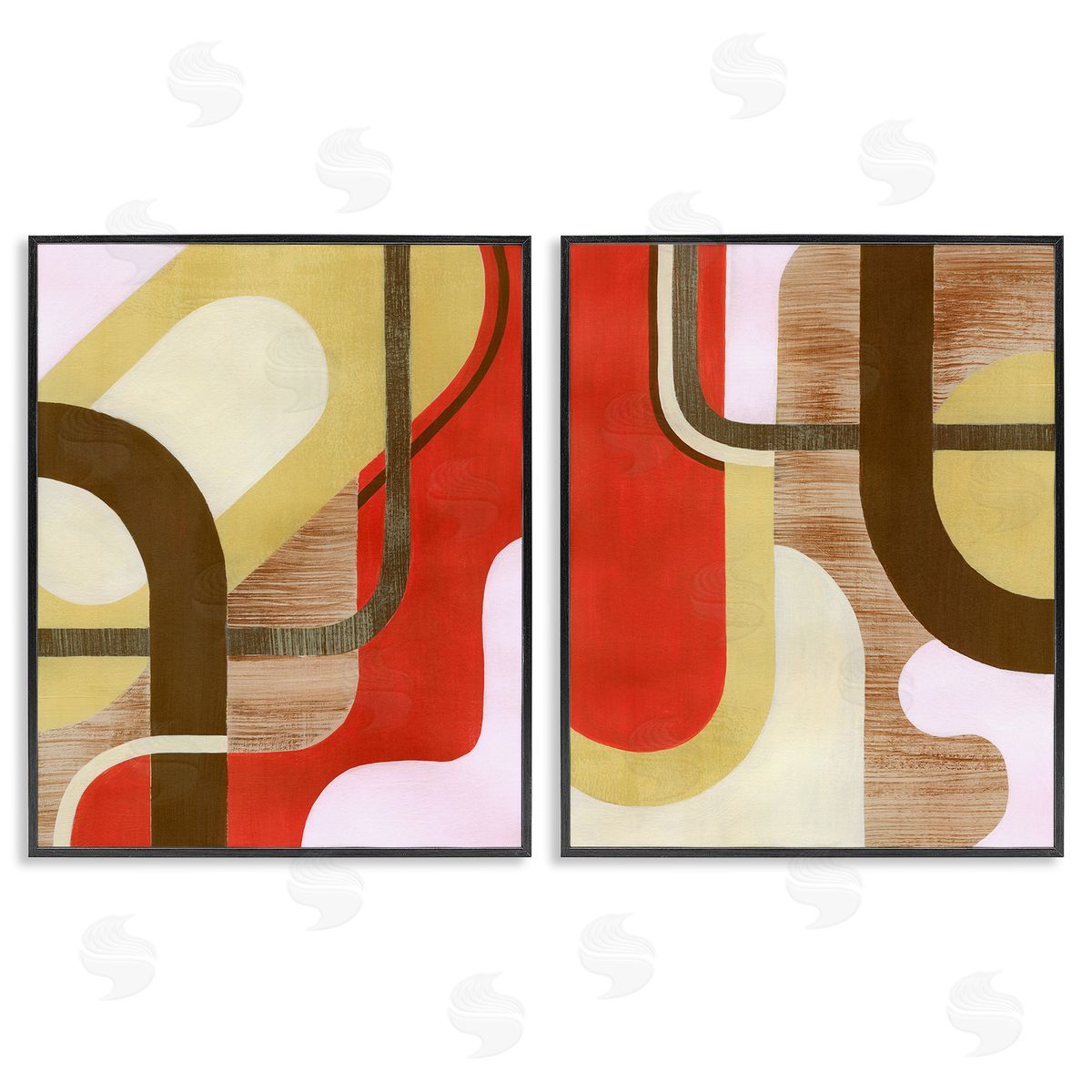 Grace Popp Rustic Winding Shapes Black Framed Giclee Wall Art Print