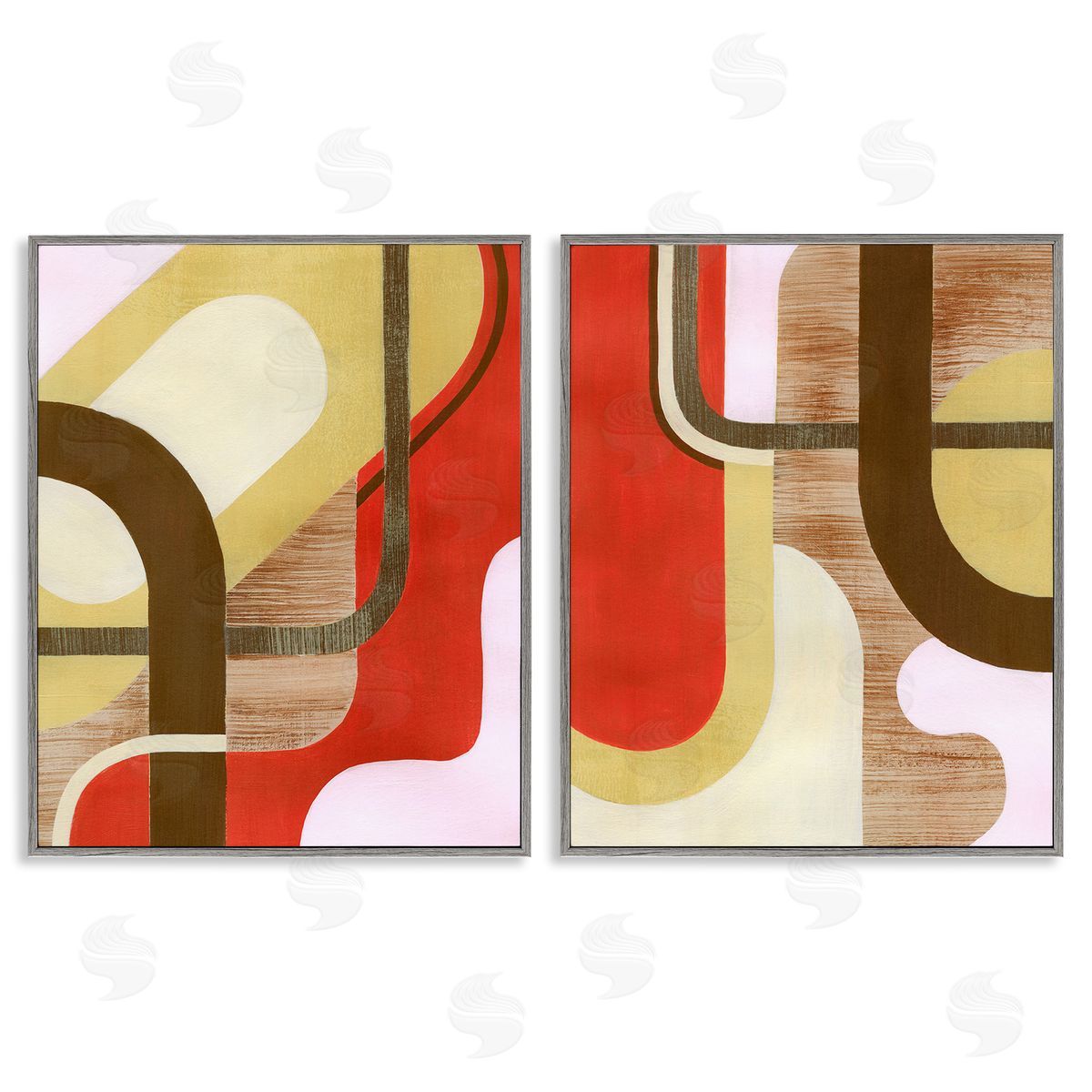 Grace Popp Rustic Winding Shapes Gray Framed Giclee Wall Art Print