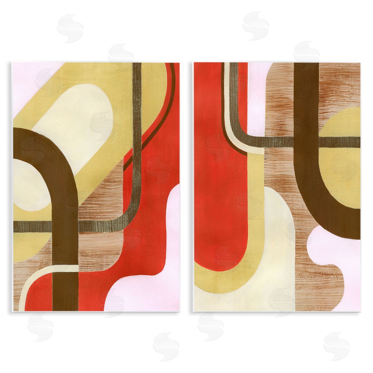 Grace Popp Rustic Winding Shapes Wooden Wall Plaque Art Print