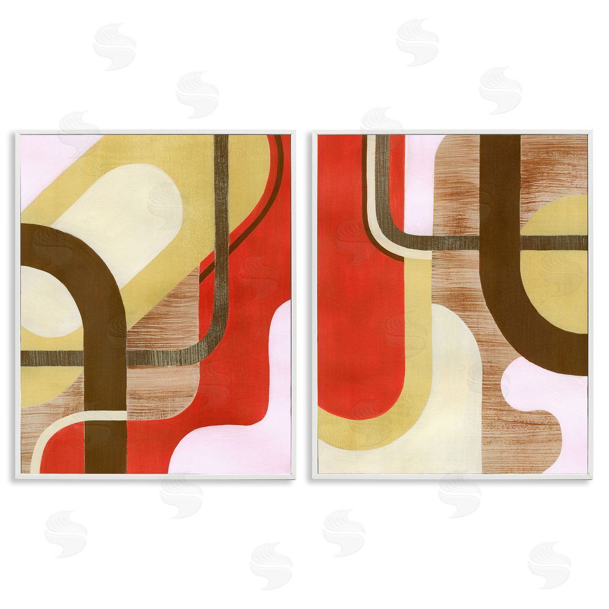 Grace Popp Rustic Winding Shapes White Framed Giclee Wall Art Print