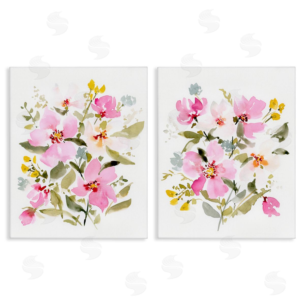 Victoria Barnes Pink Scattered Blooms Canvas Wall Art Print