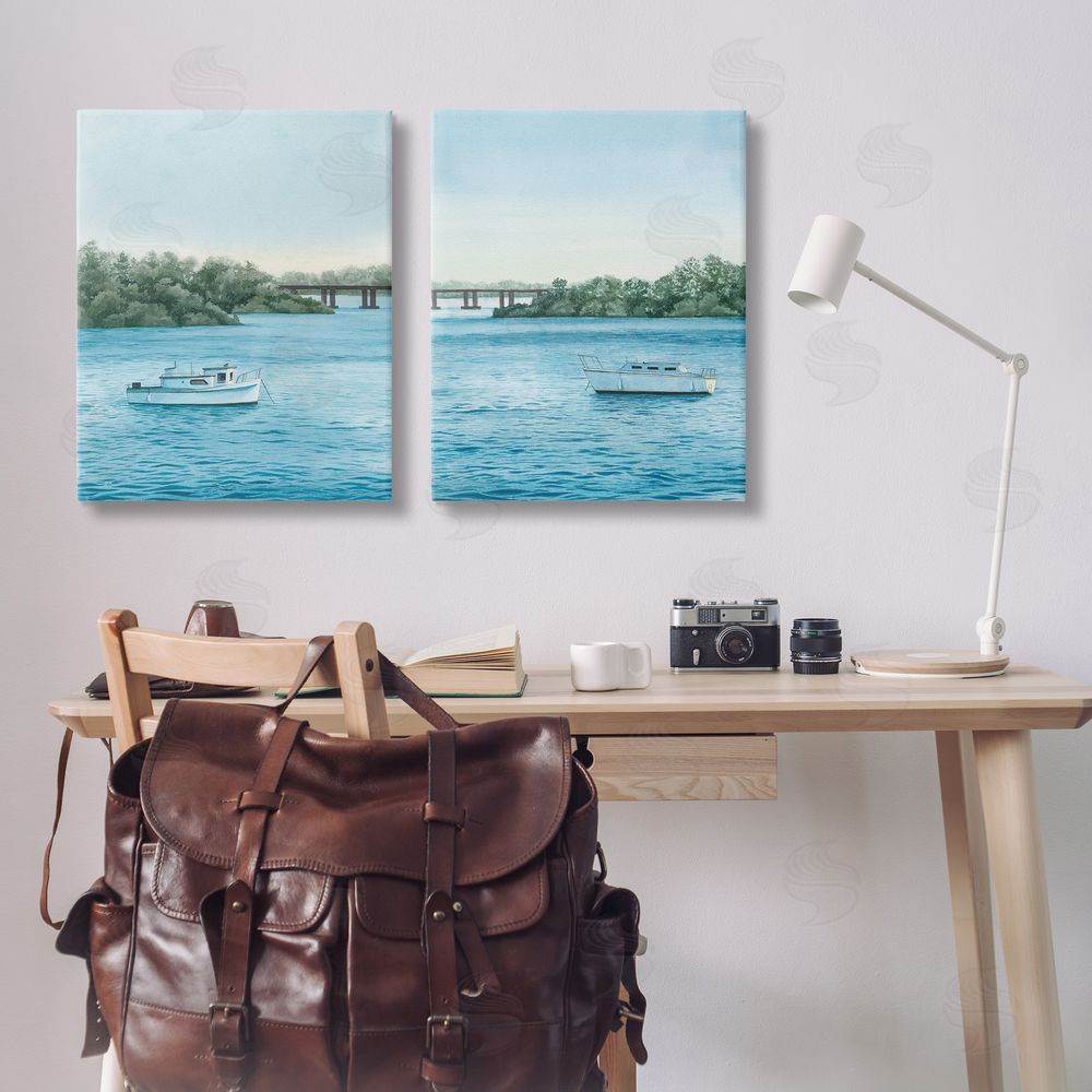 Grace Popp Serene Summer Boats Canvas Wall Art Print in Room