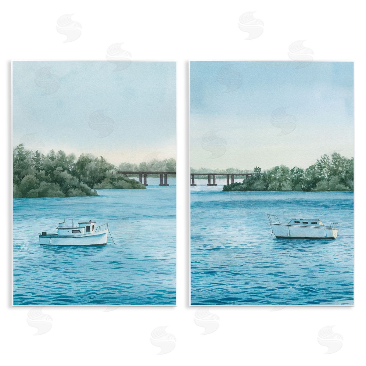 Grace Popp Serene Summer Boats Wooden Wall Plaque Art Print