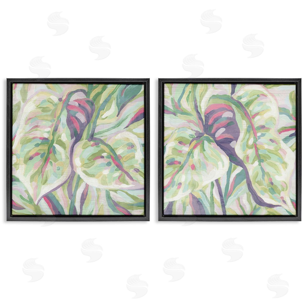 June Erica Vess Tropical Fronds Pattern Black Floating Frame Canvas Wall Art Print