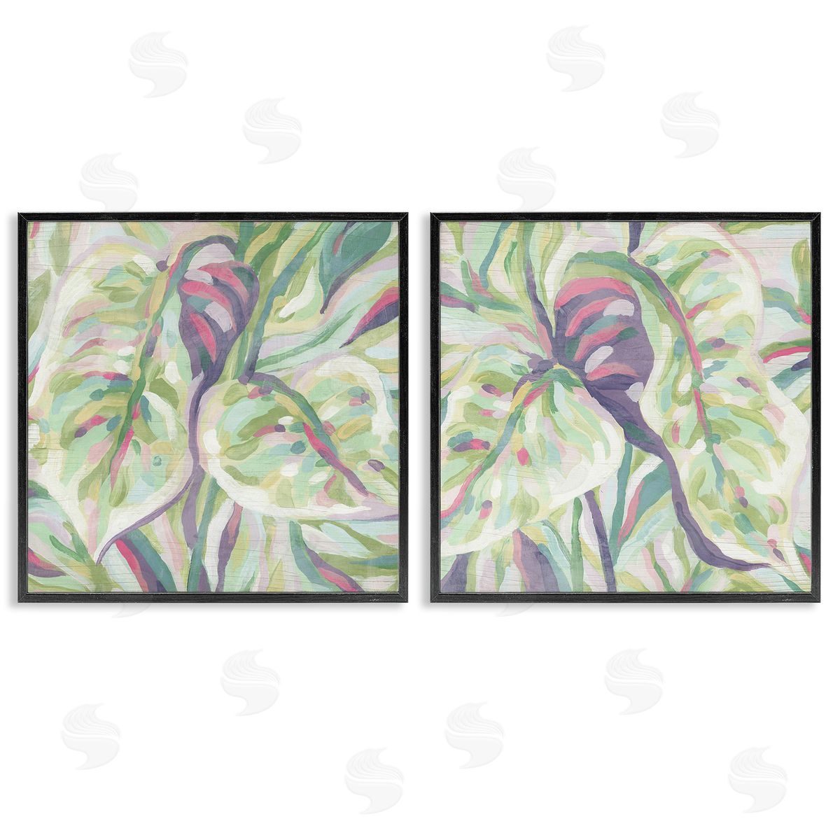 June Erica Vess Tropical Fronds Pattern Black Framed Giclee Wall Art Print