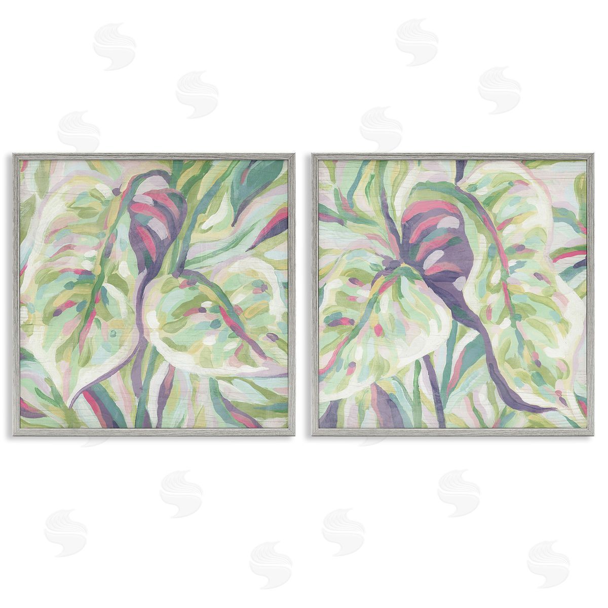June Erica Vess Tropical Fronds Pattern Gray Framed Giclee Wall Art Print