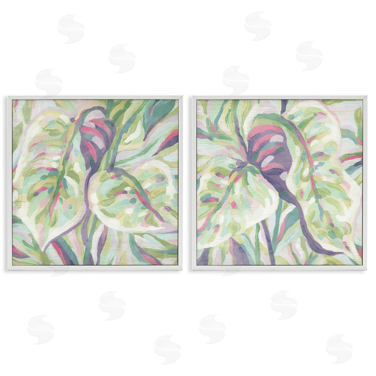 June Erica Vess Tropical Fronds Pattern White Framed Giclee Wall Art Print