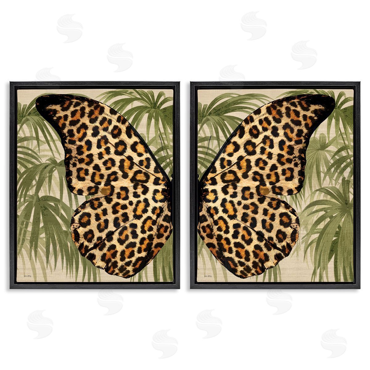 Amber Sterling Cheetah Butterfly Wings Black Floating Frame Canvas Wall Art Print