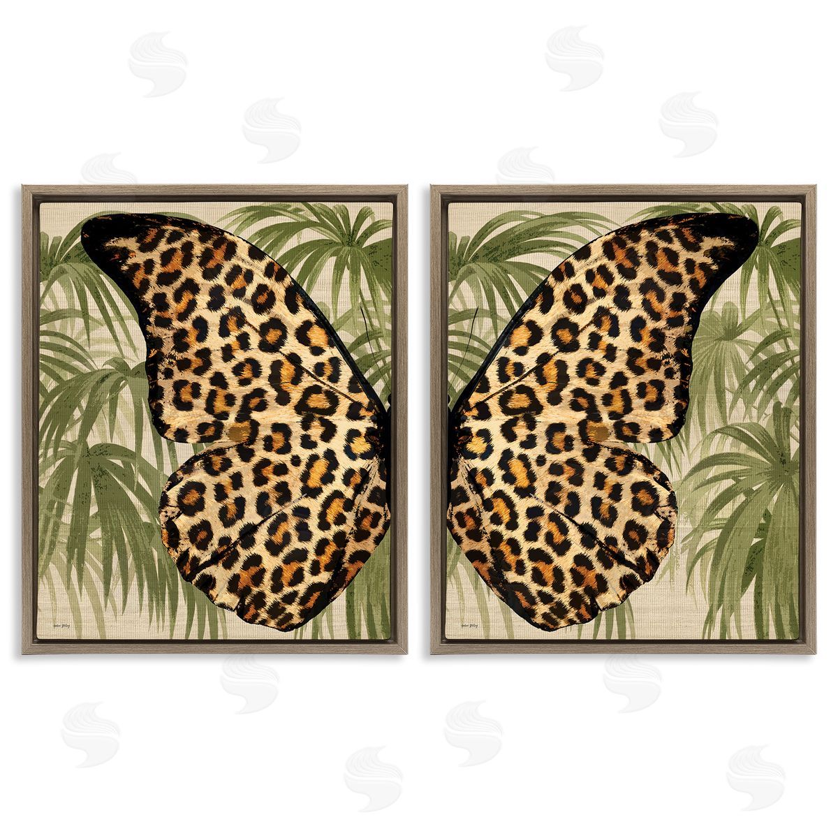 Amber Sterling Cheetah Butterfly Wings Brown Floating Frame Canvas Wall Art Print