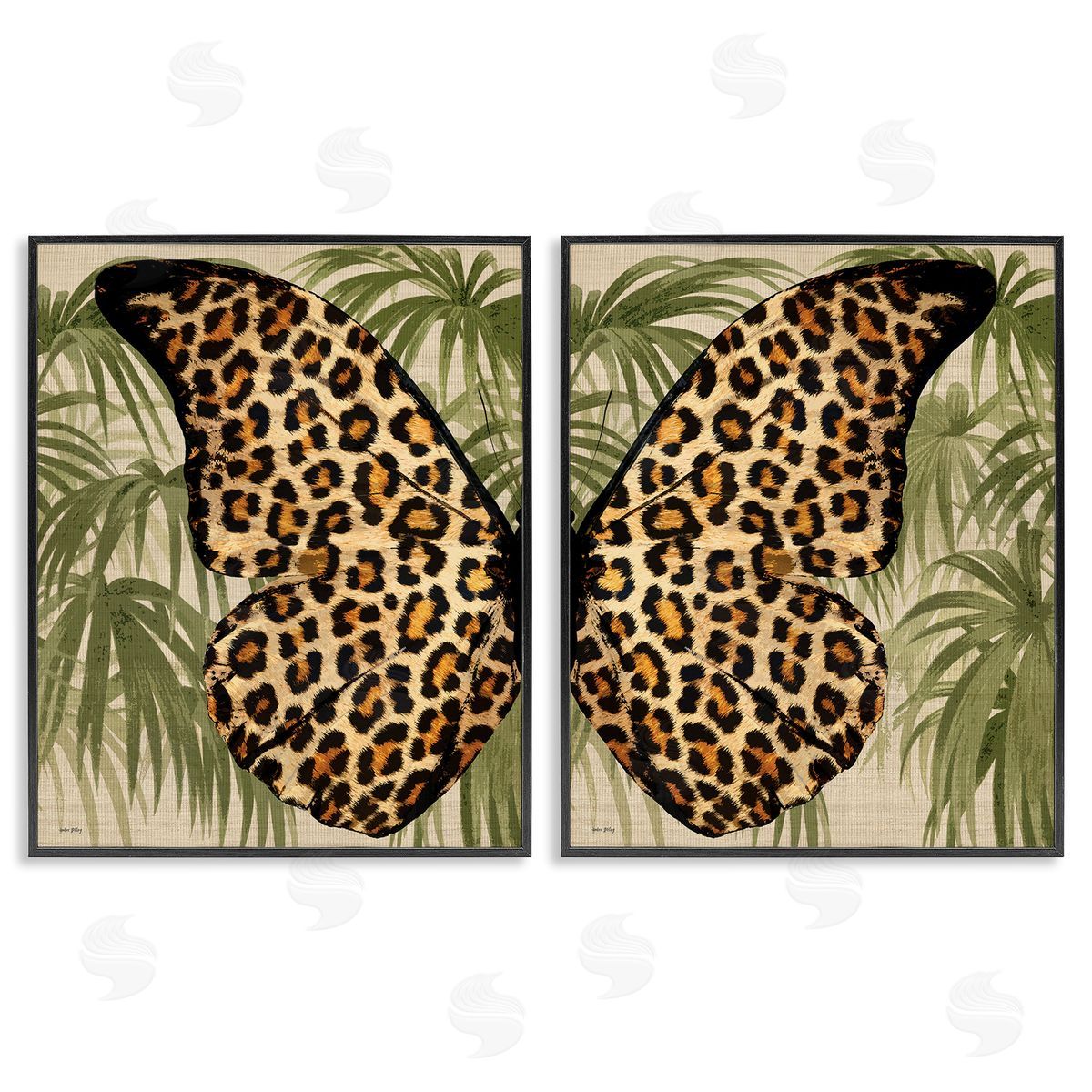 Amber Sterling Cheetah Butterfly Wings Black Framed Giclee Wall Art Print