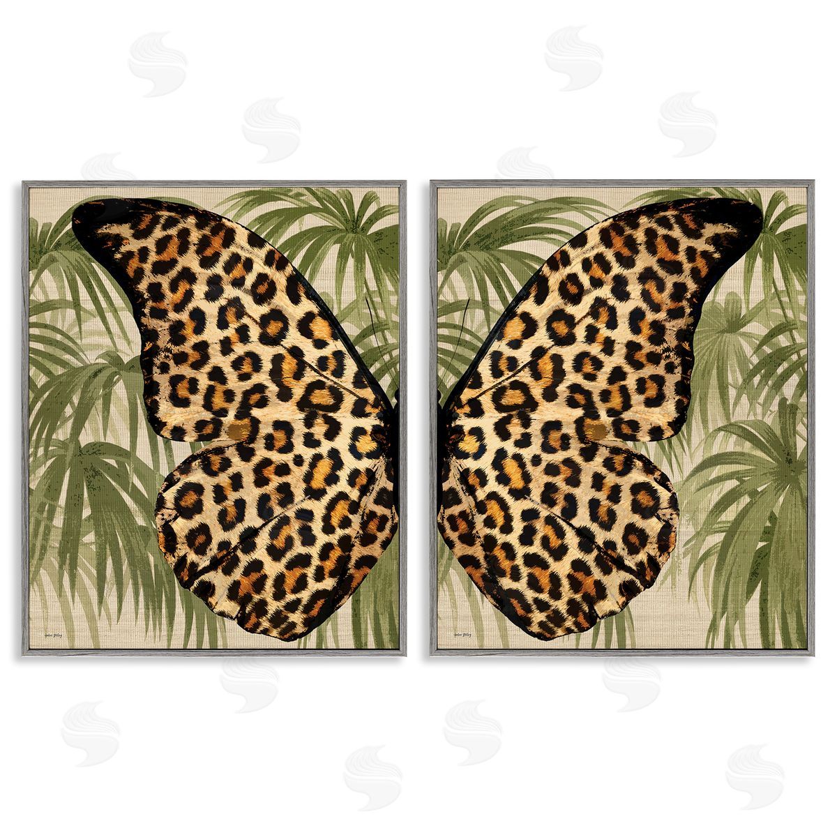 Amber Sterling Cheetah Butterfly Wings Gray Framed Giclee Wall Art Print