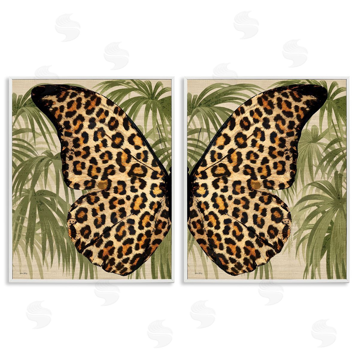 Amber Sterling Cheetah Butterfly Wings White Framed Giclee Wall Art Print