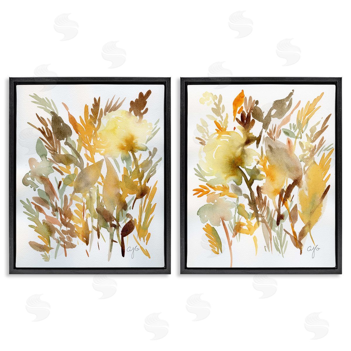 Alexandria Gilbert Kincaid Country Wheat Abstraction Black Floating Frame Canvas Wall Art Print