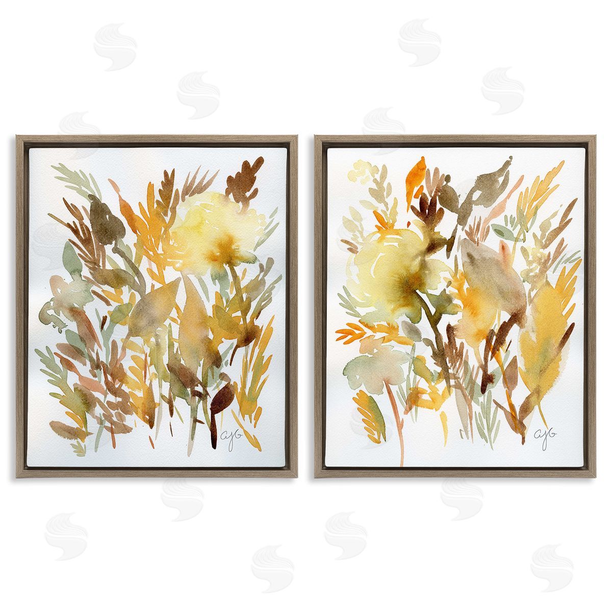 Alexandria Gilbert Kincaid Country Wheat Abstraction Brown Floating Frame Canvas Wall Art Print