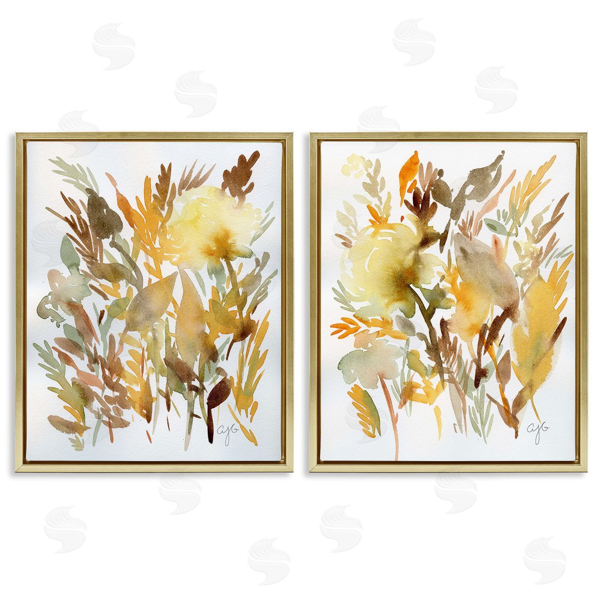Alexandria Gilbert Kincaid Country Wheat Abstraction Gold Floating Frame Canvas Wall Art Print