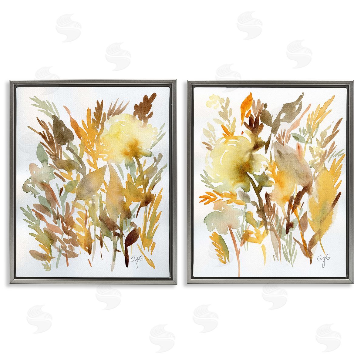 Alexandria Gilbert Kincaid Country Wheat Abstraction Gray Floating Frame Canvas Wall Art Print