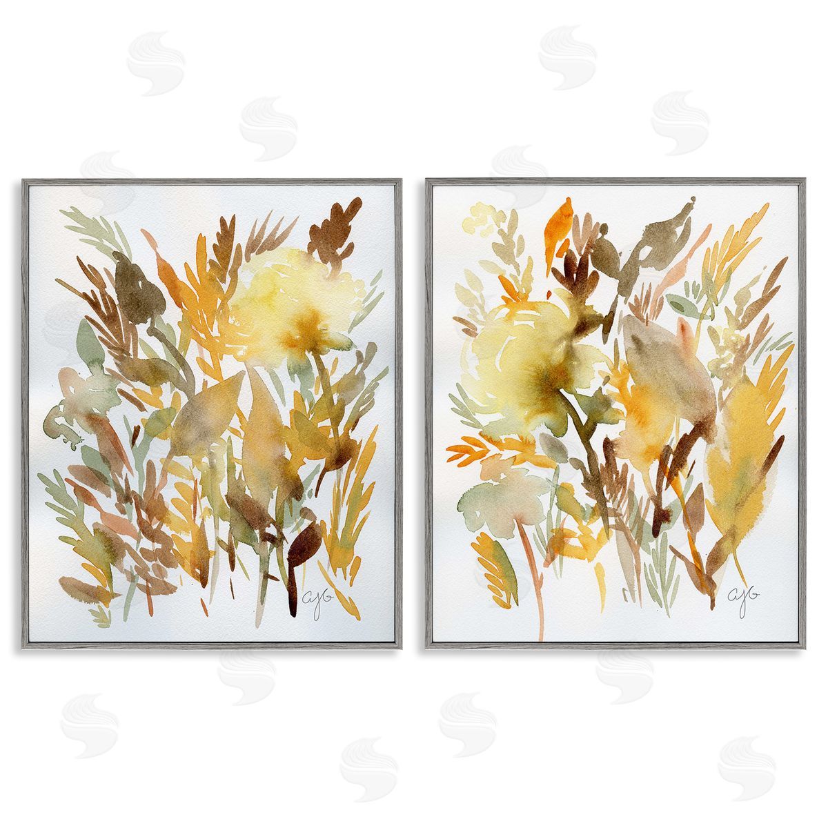 Alexandria Gilbert Kincaid Country Wheat Abstraction Gray Framed Giclee Wall Art Print