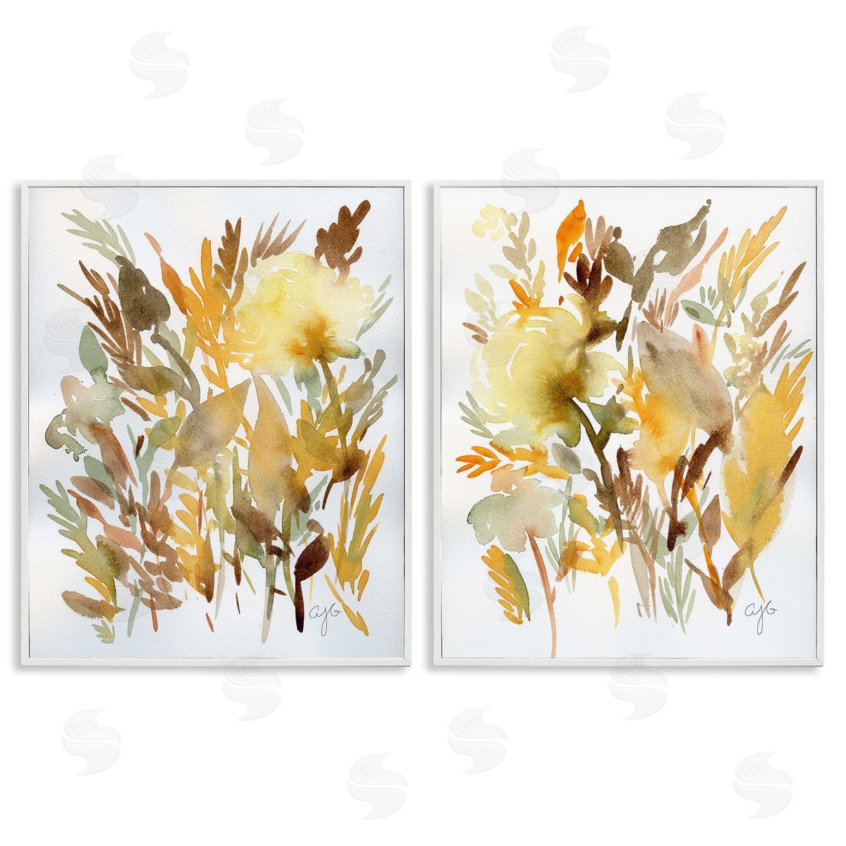Alexandria Gilbert Kincaid Country Wheat Abstraction White Framed Giclee Wall Art Print