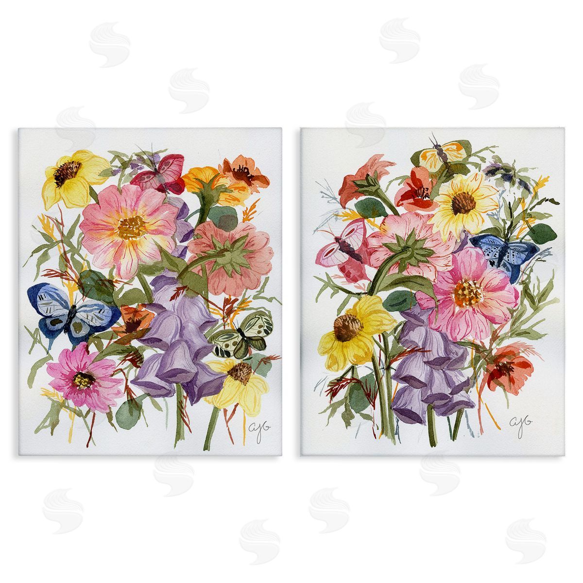 Alexandria Gilbert Kincaid Traditional Butterflies & Florals Canvas Wall Art Print