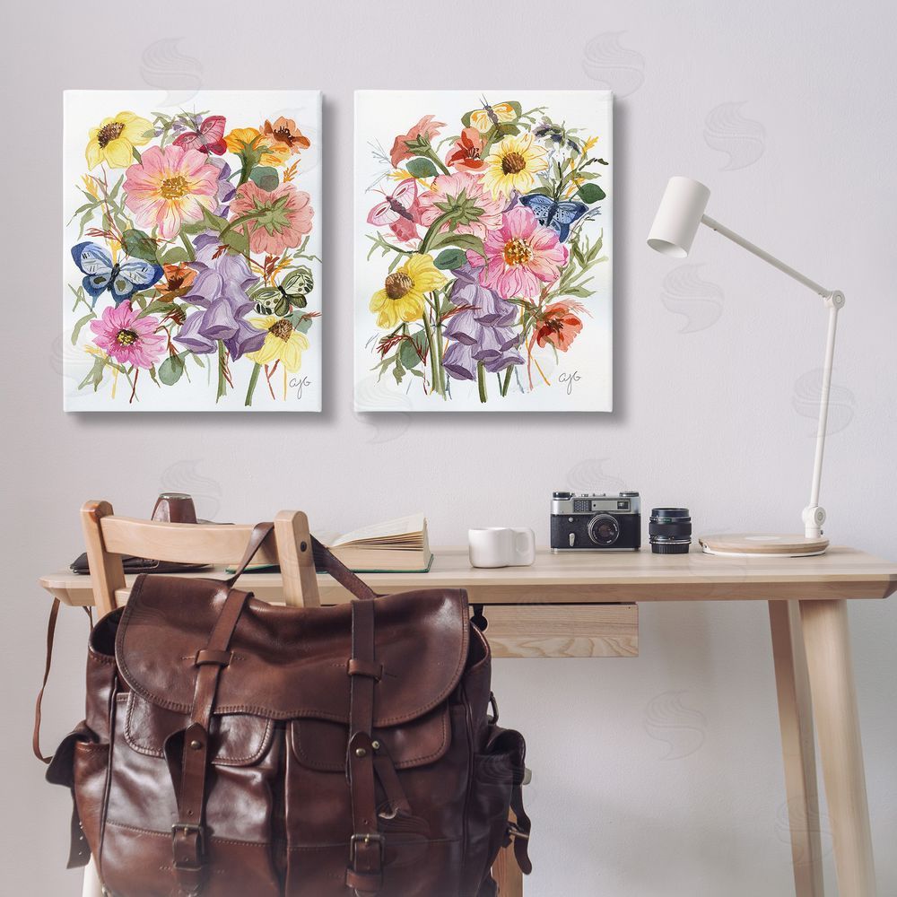 Alexandria Gilbert Kincaid Traditional Butterflies & Florals Canvas Wall Art Print in Room