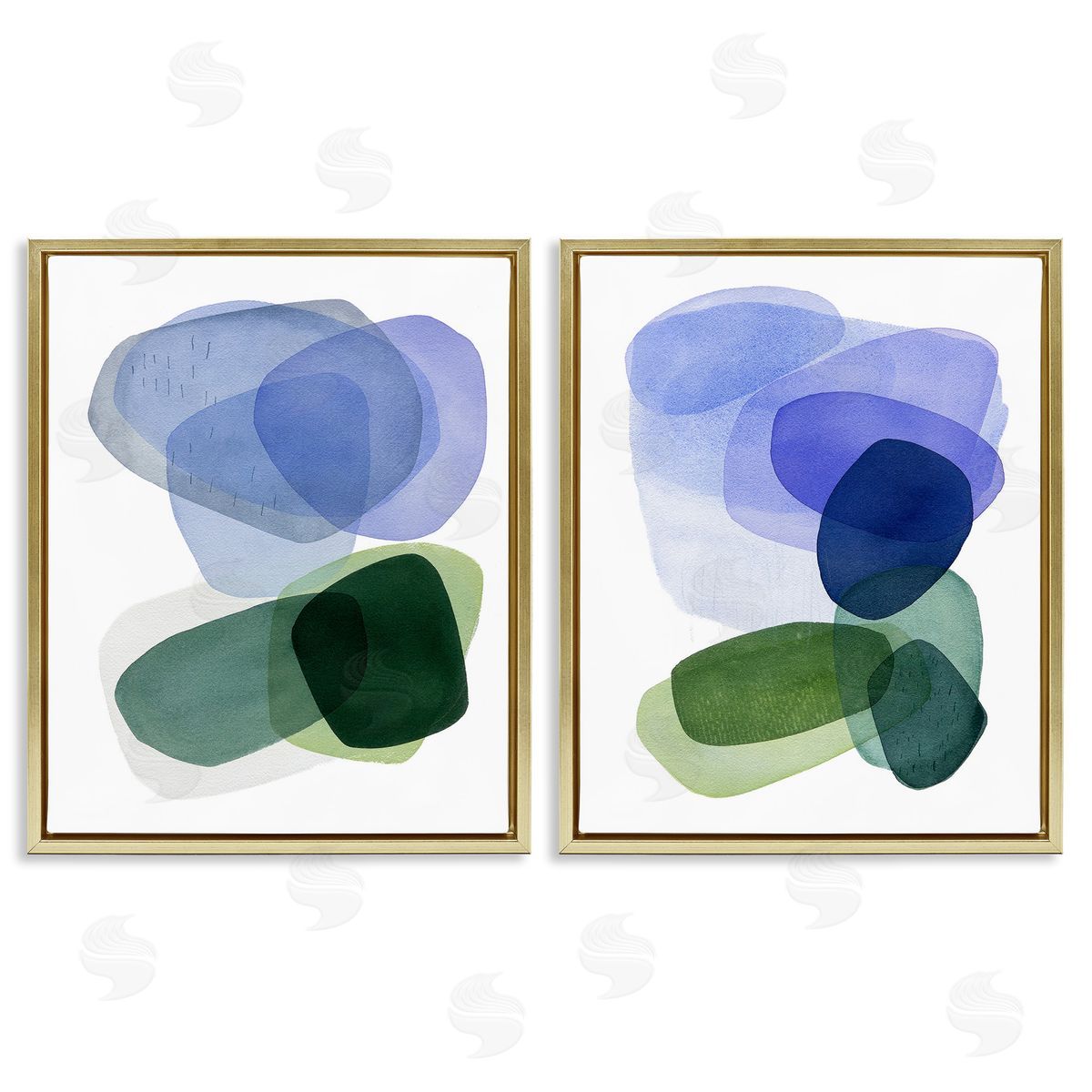 Simone Christen Minimal Oblong Shapes Gold Floating Frame Canvas Wall Art Print