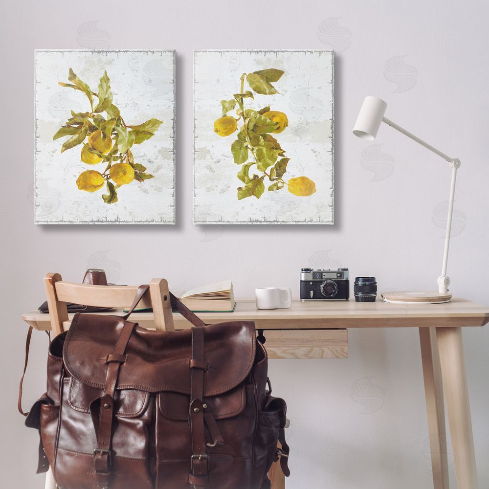Graffitee Studios Rustic Lemons & Leaves Canvas Wall Art Print in Room