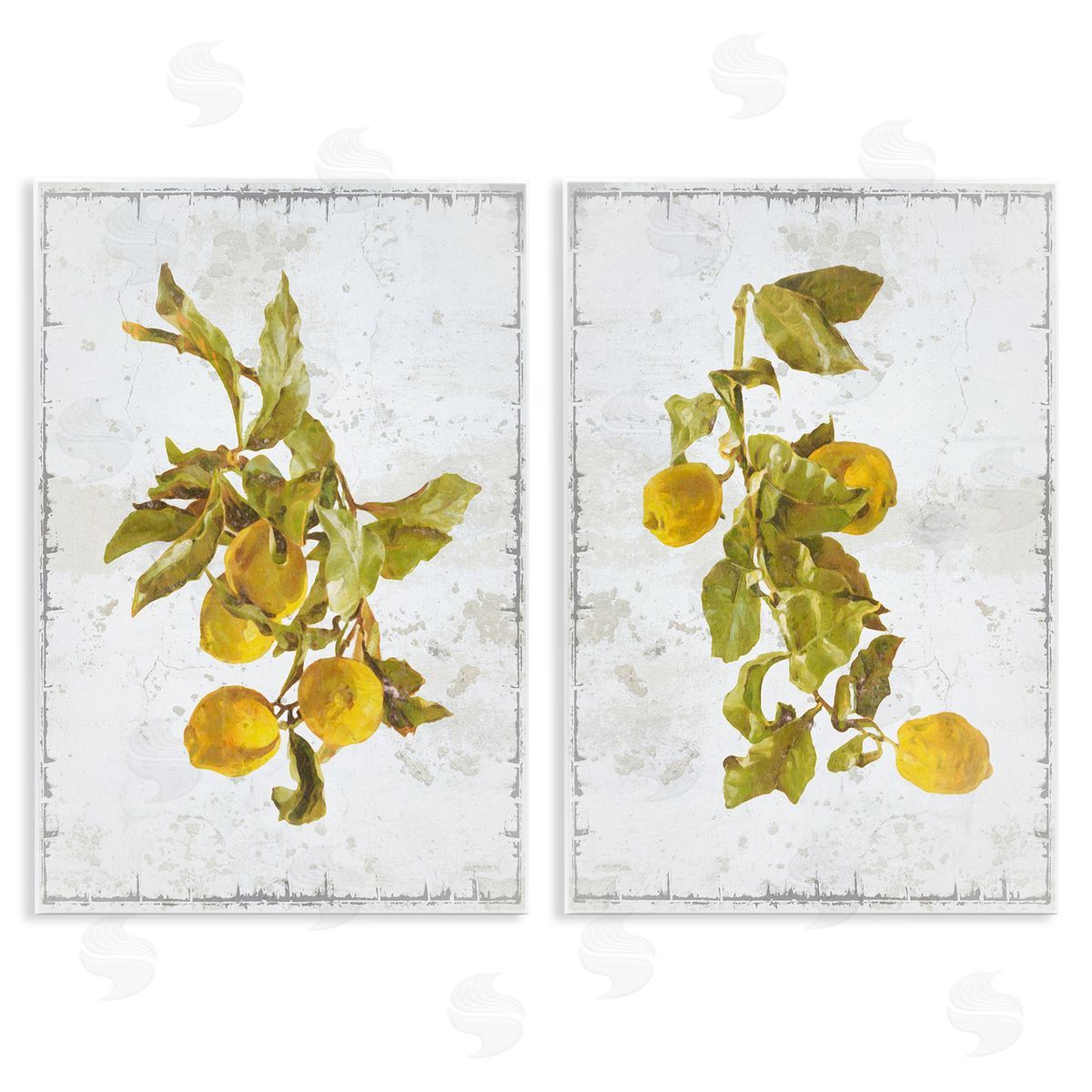 Graffitee Studios Rustic Lemons & Leaves Wooden Wall Plaque Art Print