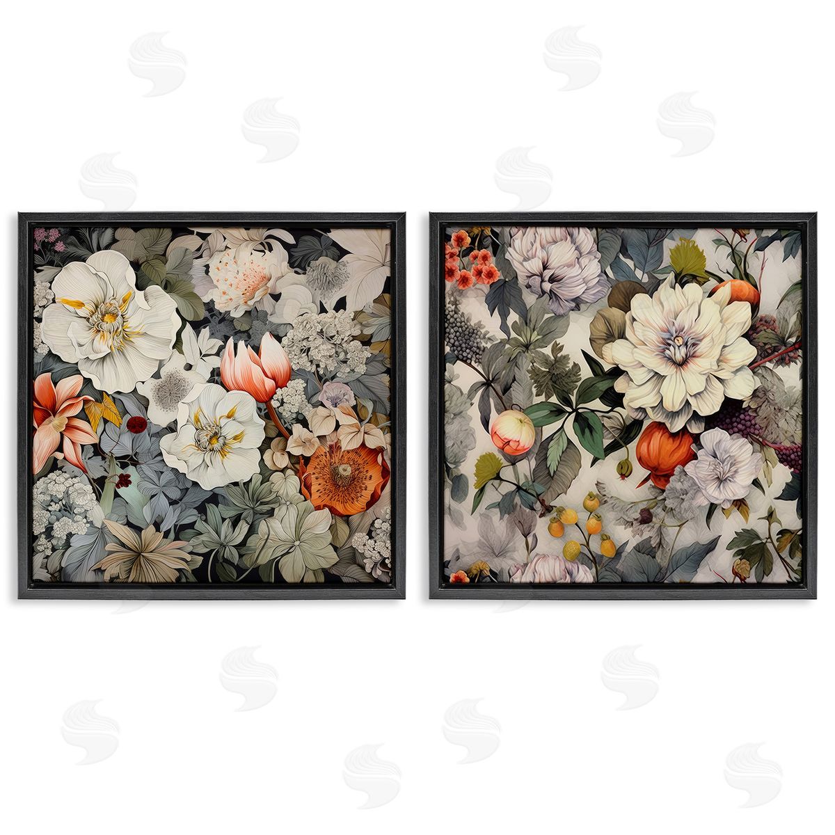 Lazar Studio Vintage Blooms Arrangement Black Floating Frame Canvas Wall Art Print