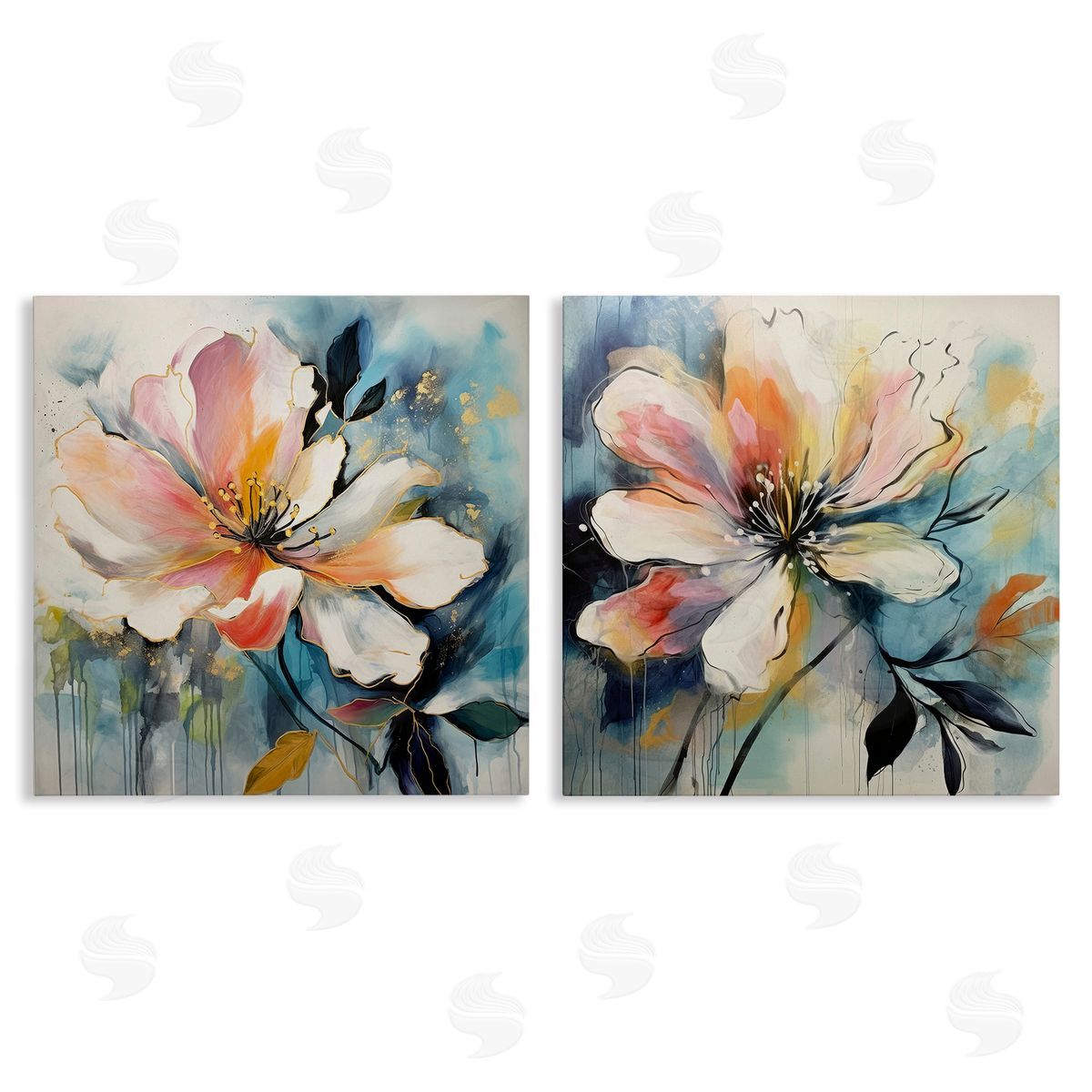 Lazar Studio Modern Dripping Blooms Canvas Wall Art Print