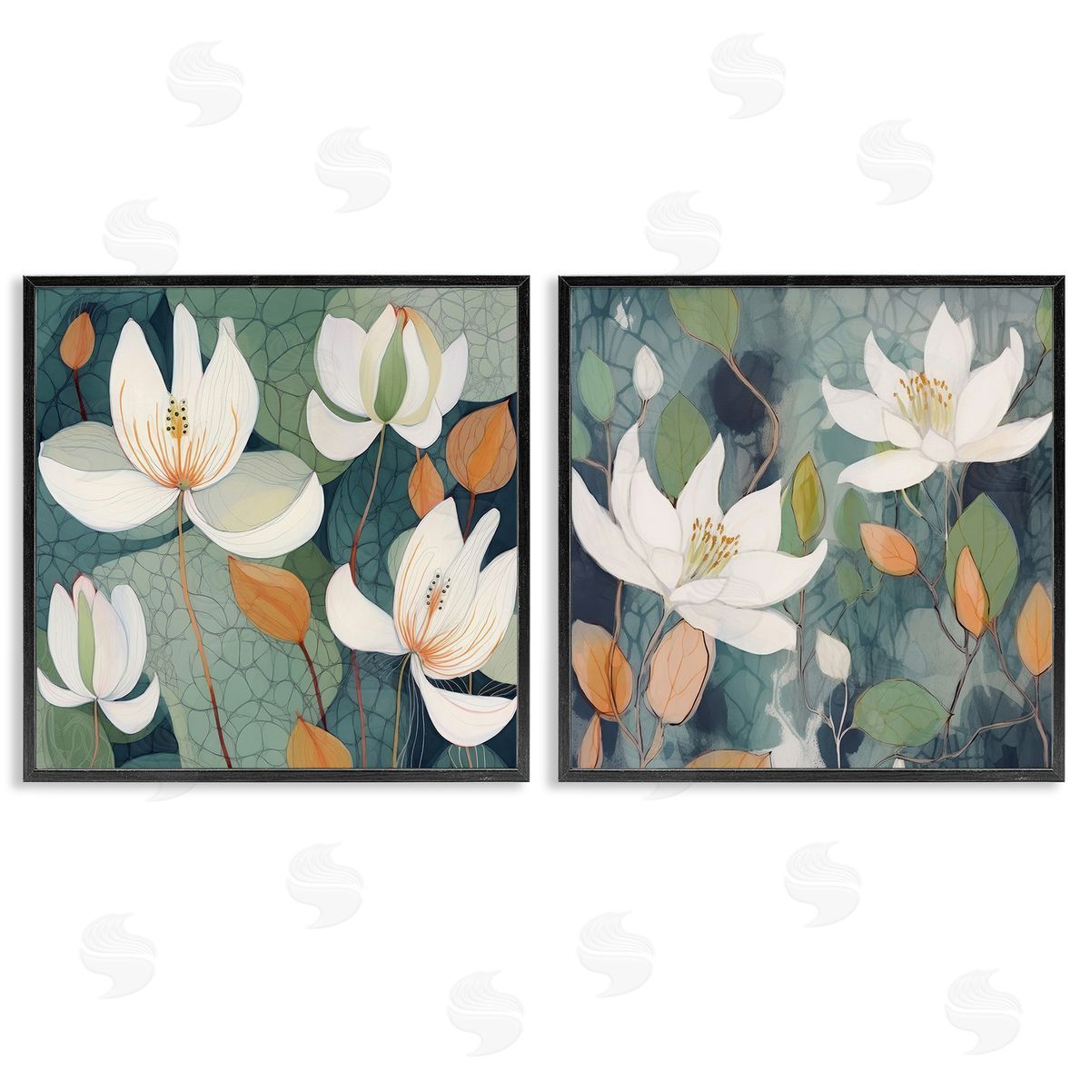 Lazar Studio Patterned Iris Blooms Black Framed Giclee Wall Art Print