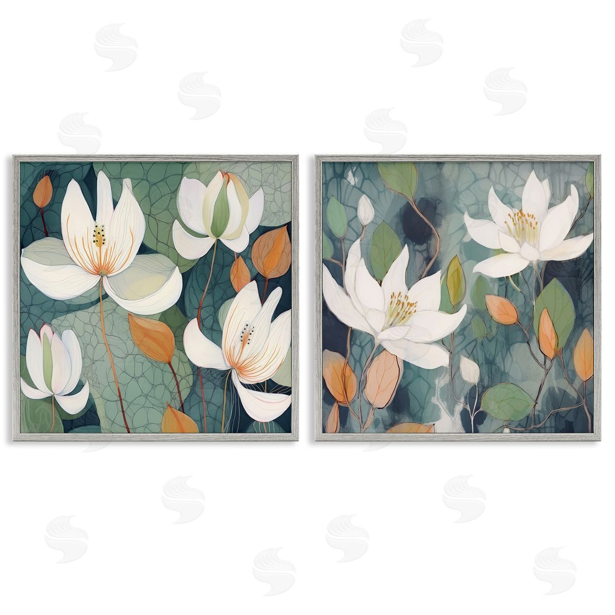 Lazar Studio Patterned Iris Blooms Gray Framed Giclee Wall Art Print