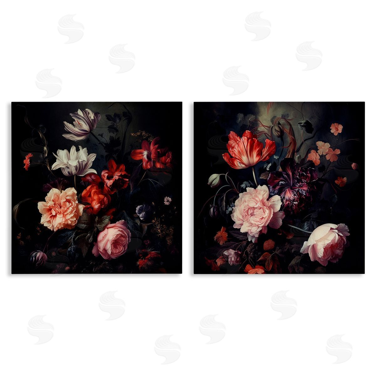 Lazar Studio Vintage Bouquet on Black Canvas Wall Art Print