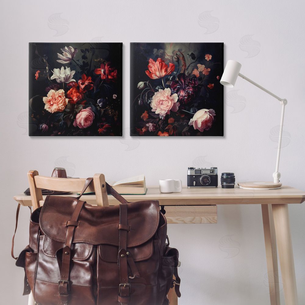 Lazar Studio Vintage Bouquet on Black Canvas Wall Art Print in Room