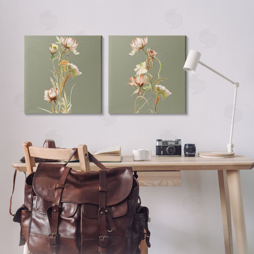 Liz Jardine Classic Blooms on Green Canvas Wall Art Print in Room