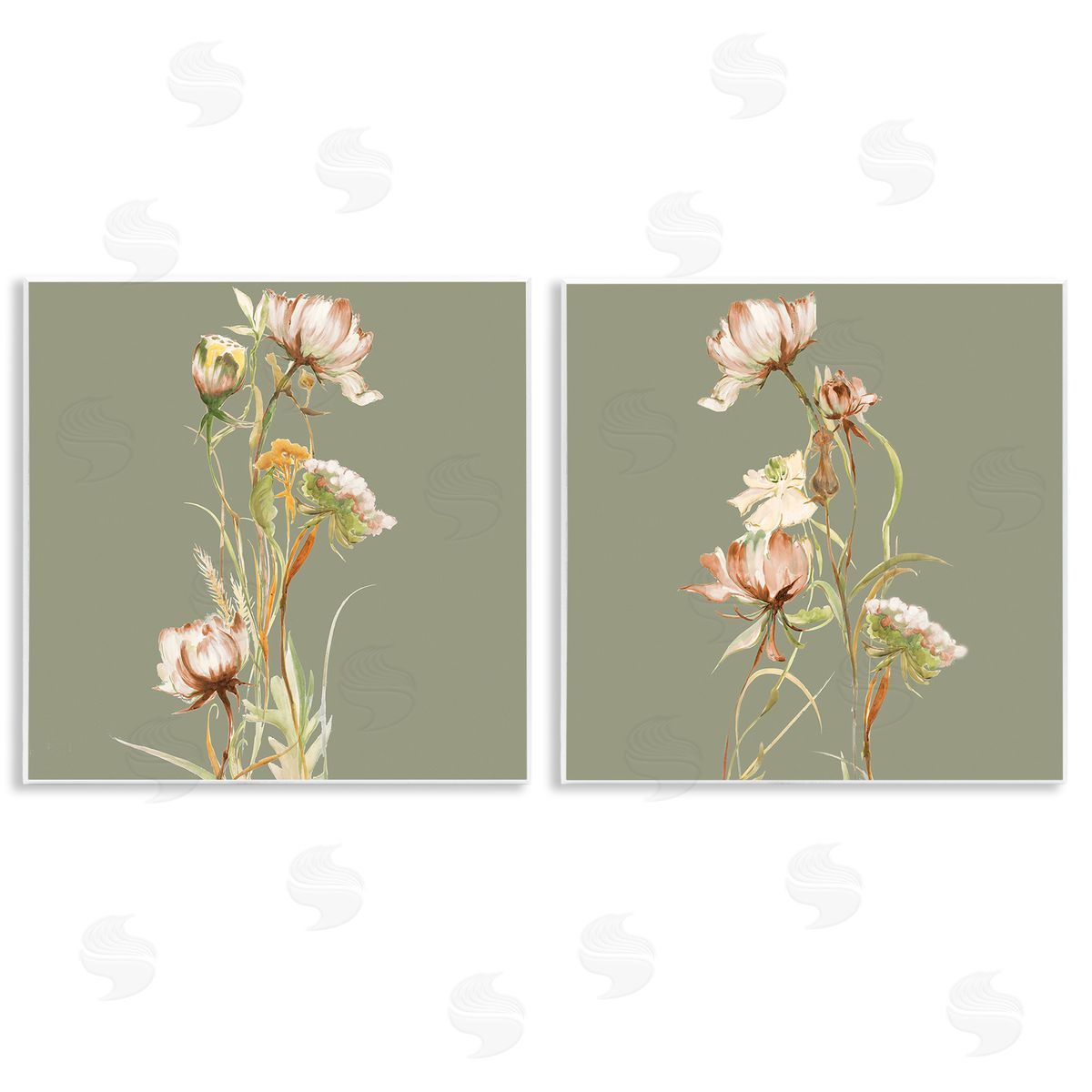 Liz Jardine Classic Blooms on Green Wooden Wall Plaque Art Print