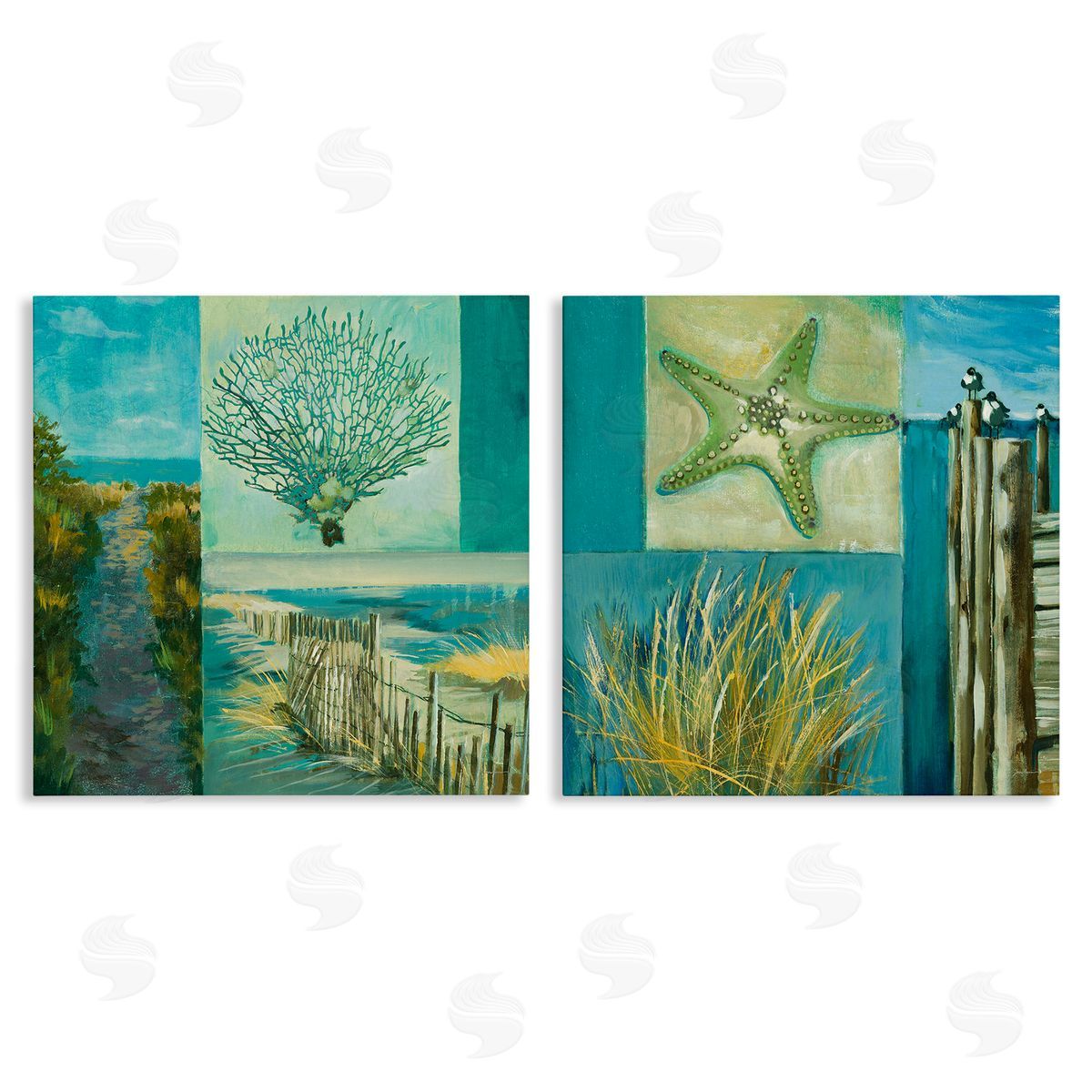 Liz Jardine Maritime Summer Collage Canvas Wall Art Print