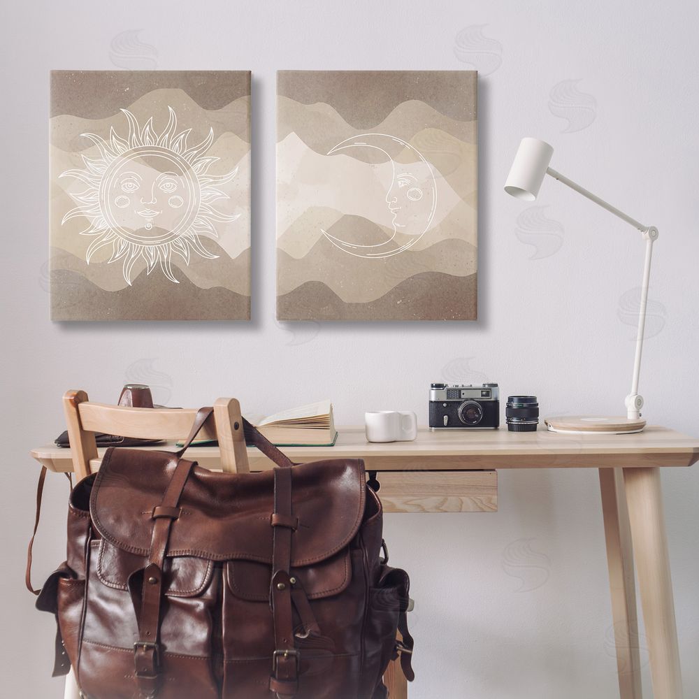 Stupell Studio Astral Boho Sun & Moon Canvas Wall Art Print in Room