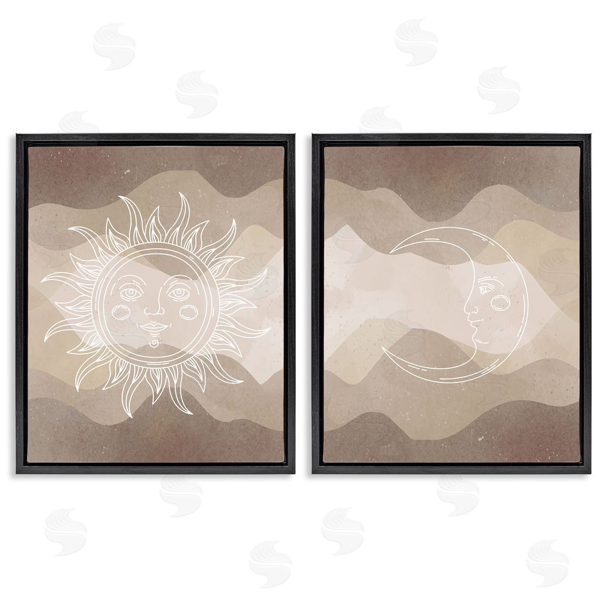 Stupell Studio Astral Boho Sun & Moon Black Floating Frame Canvas Wall Art Print