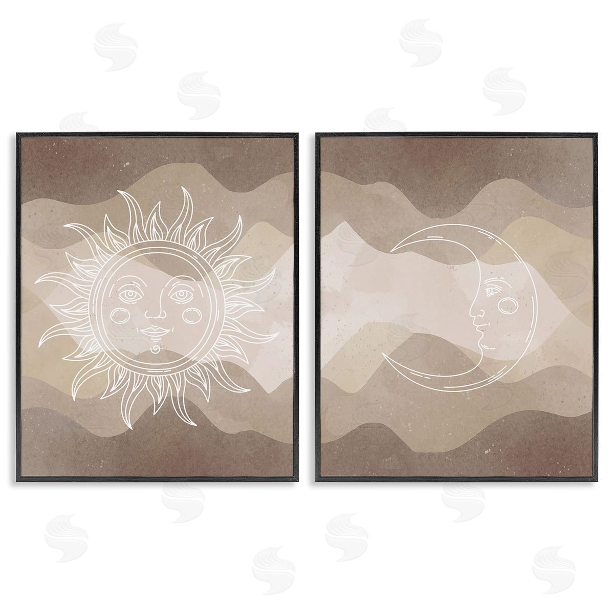 Stupell Studio Astral Boho Sun & Moon Black Framed Giclee Wall Art Print