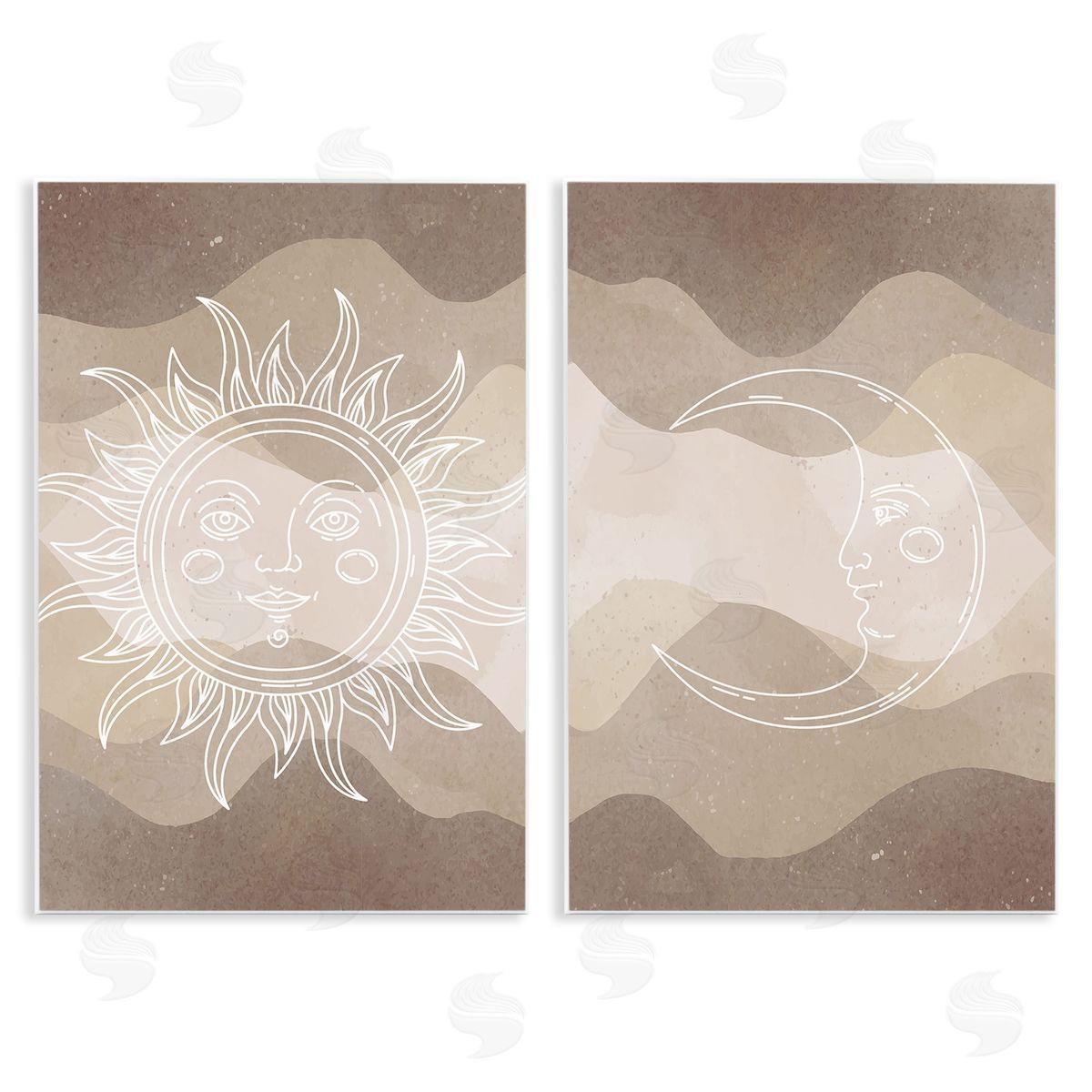 Stupell Studio Astral Boho Sun & Moon Wooden Wall Plaque Art Print
