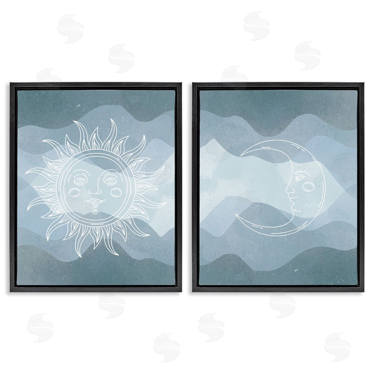 Stupell Studio Celestial Sun & Moon Black Floating Frame Canvas Wall Art Print