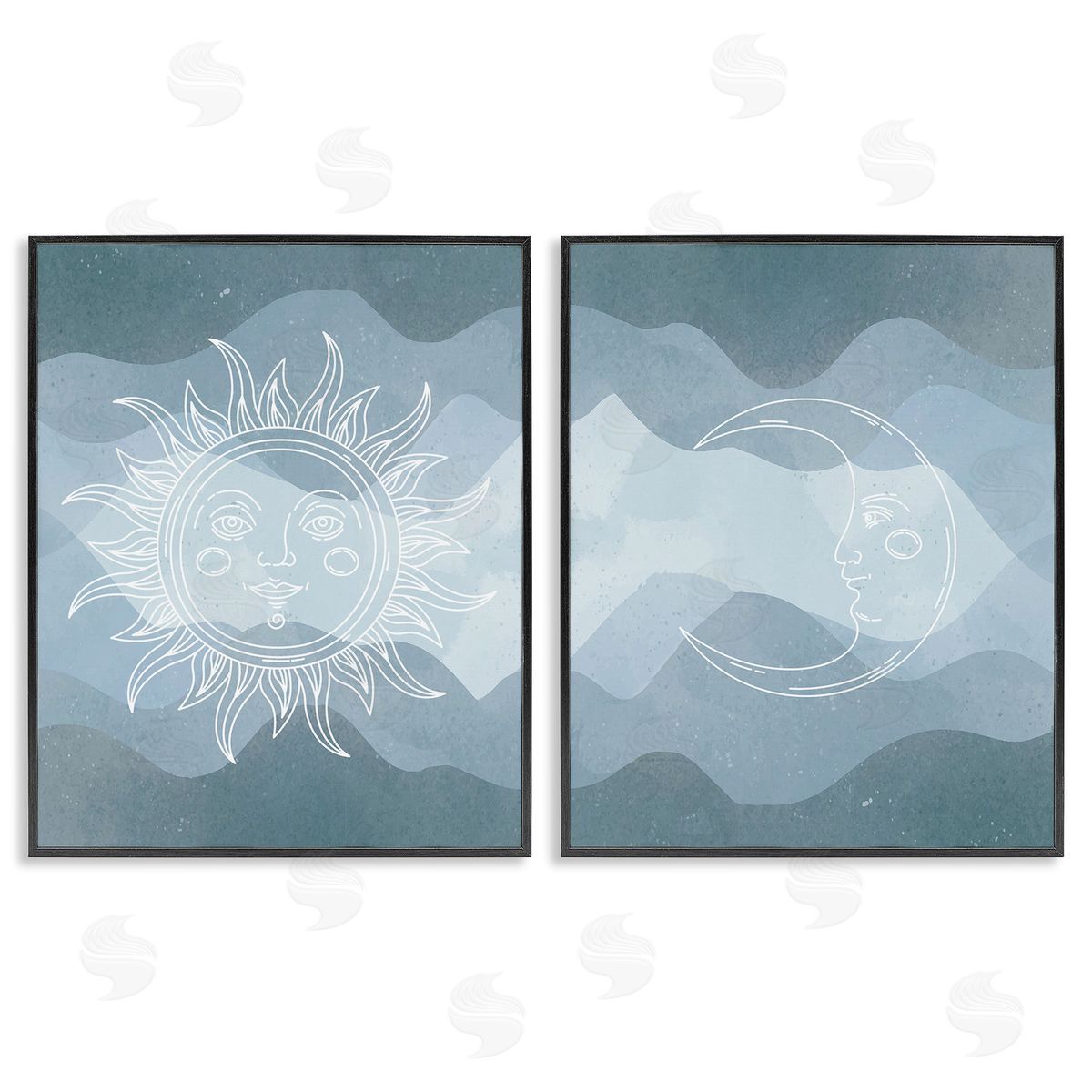 Stupell Studio Celestial Sun & Moon Black Framed Giclee Wall Art Print