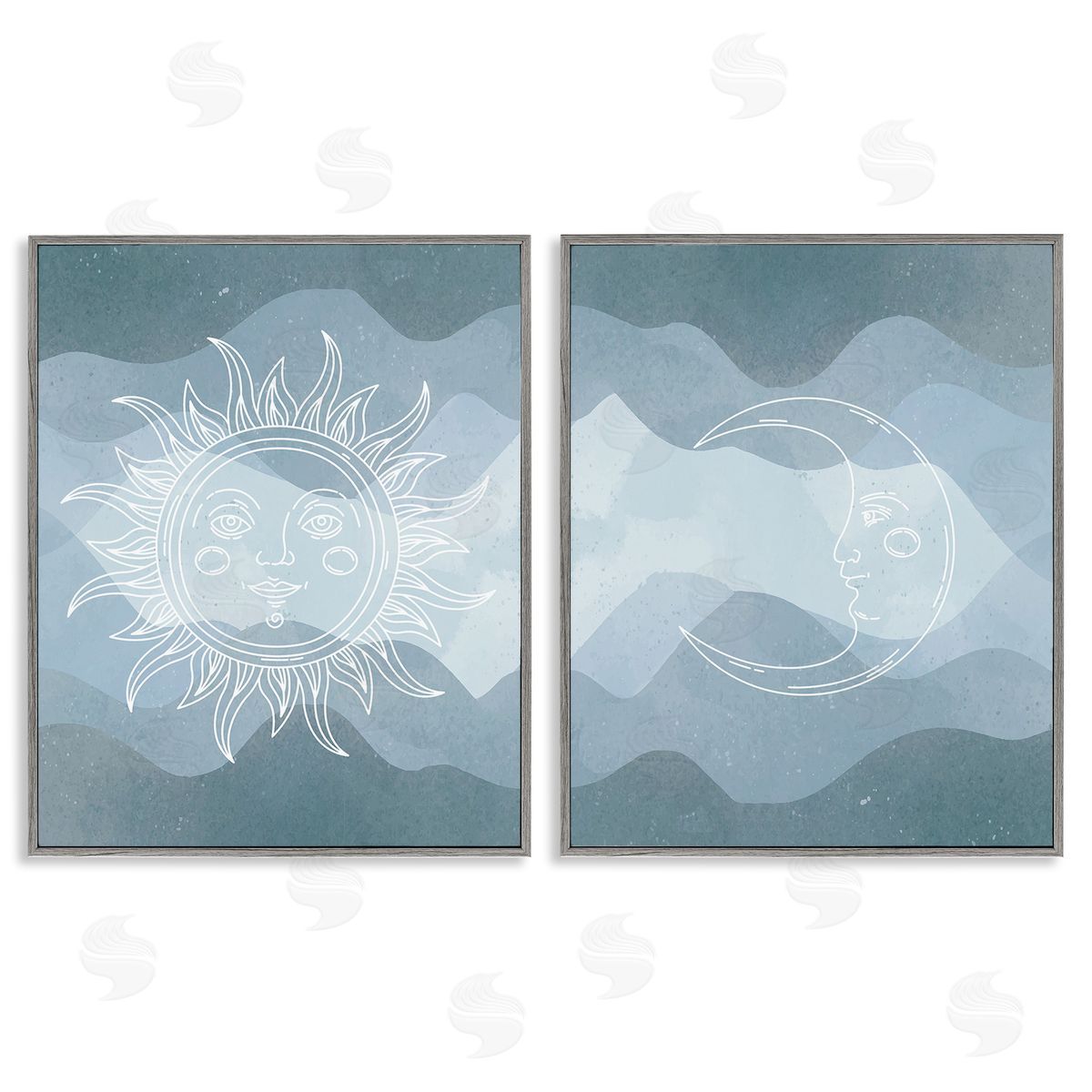 Stupell Studio Celestial Sun & Moon Gray Framed Giclee Wall Art Print