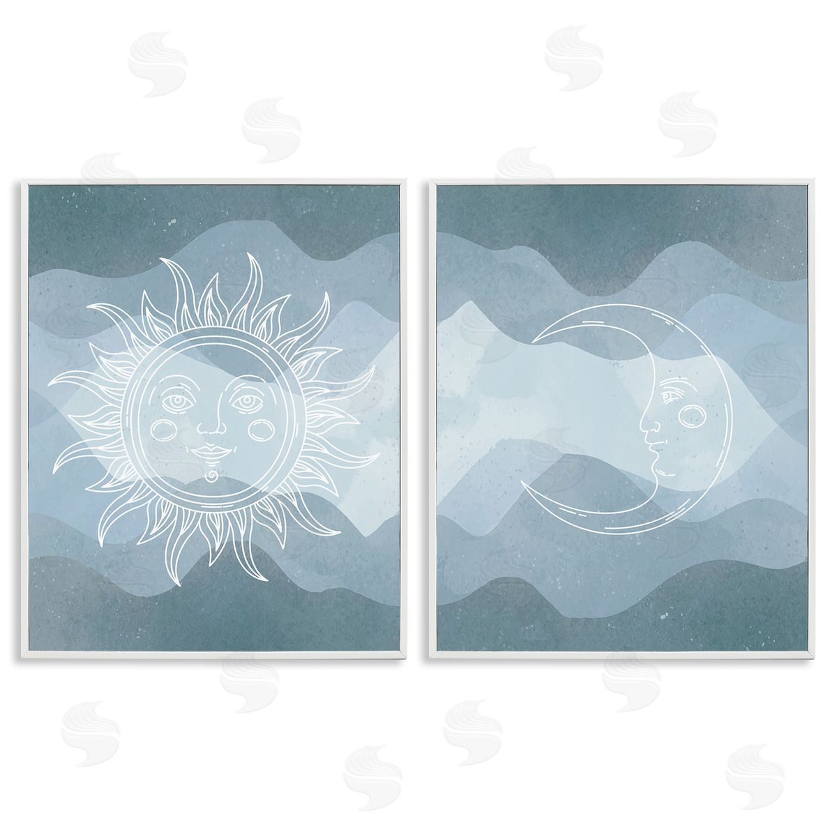 Stupell Studio Celestial Sun & Moon White Framed Giclee Wall Art Print